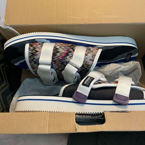 Missoni X Suicoke Collab Moto Slide Sandals White Zig Zag Pattern Slip-On 16 - Picture 10 of 14